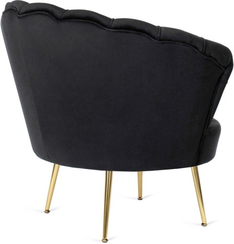 Fotel Wypoczynkowy do Salonu ANGEL Muszelka Czarny Welurowy Nowoczesny