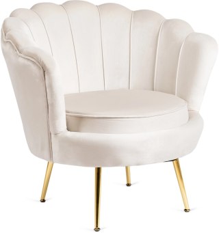 Fotel Wypoczynkowy do Salonu ANGEL Kremowy Muszelka Welurowy Nowoczesny