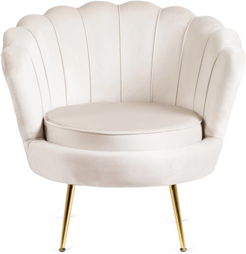 Fotel Wypoczynkowy do Salonu ANGEL Kremowy Muszelka Welurowy Nowoczesny