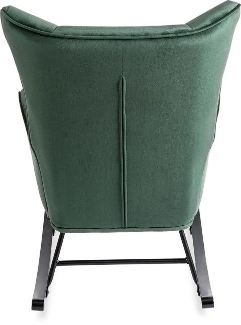 Fotel Bujany na Biegunach Uszak Wypoczynkowy JACKSON Zielony Welurowy do Salonu Nowoczesny