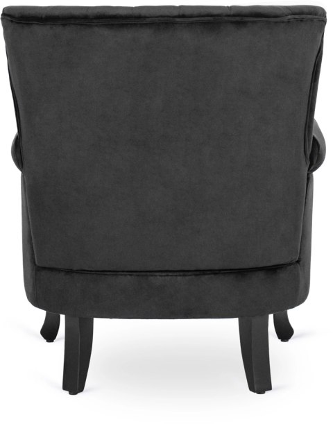 Fotel Uszak Wypoczynkowy MALLO Czarny Welurowy Nowoczesny Glamour