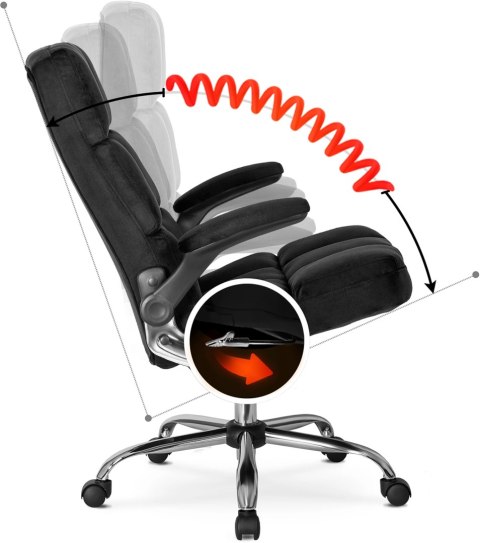 Fotel Biurowy Gabinetowy Obrotowy LONDON Czarny Welurowy do Biurka Nowoczesny