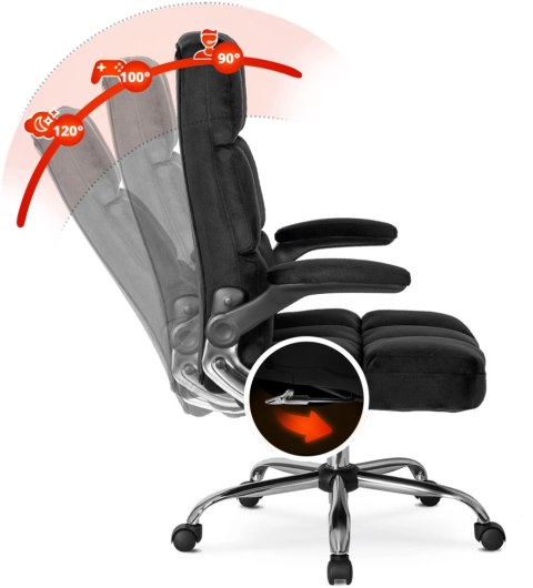 Fotel Biurowy Gabinetowy Obrotowy LONDON Czarny Welurowy do Biurka Nowoczesny