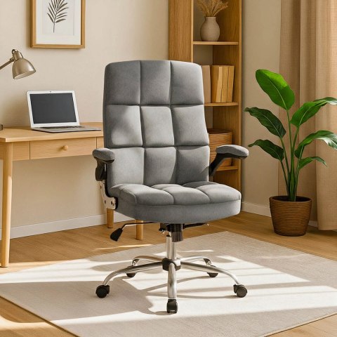 Fotel Biurowy Gabinetowy Obrotowy LONDON Szary do Pracy Nowoczesny