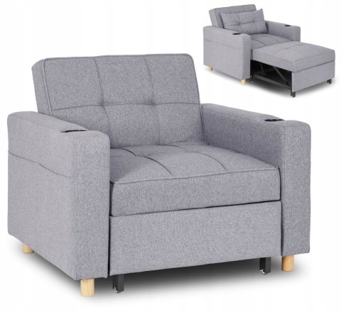 Fotel do Spania SOLOR Rozkładany Amerykanka Szary Nowoczesny