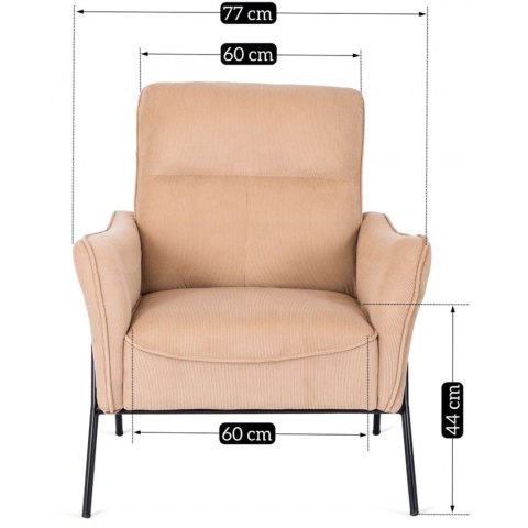 Fotel Wypoczynkowy ALBERTO Sztruksowy Beżowy do Salonu Nowoczesny