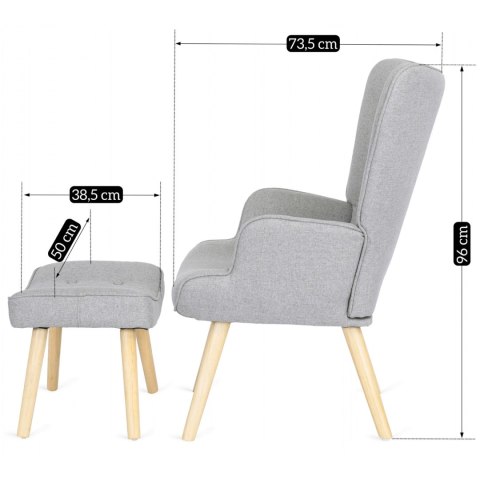 Fotel Wypoczynkowy LOZANO 2 z Podnóżkiem Szary