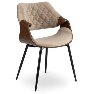 Krzesło DAKOTA Beżowe/Orzech Welurowe