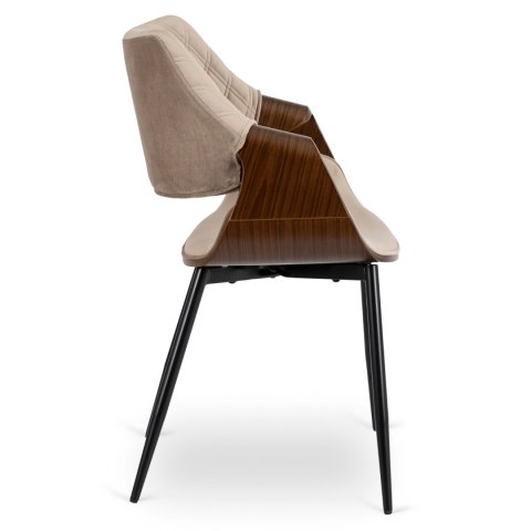 Krzesło DAKOTA Beżowe/Orzech Welurowe