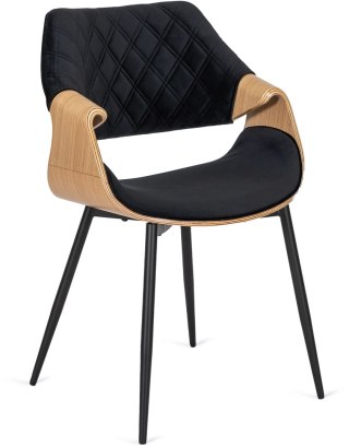 Krzesło DAKOTA Czarne/Dąb Złoty Welurowe