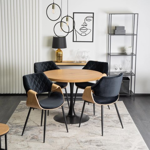 Krzesło DAKOTA Czarne/Dąb Złoty Welurowe