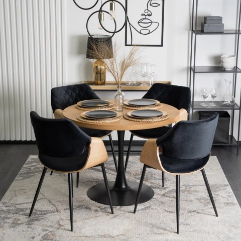 Krzesło DAKOTA Czarne/Dąb Złoty Welurowe