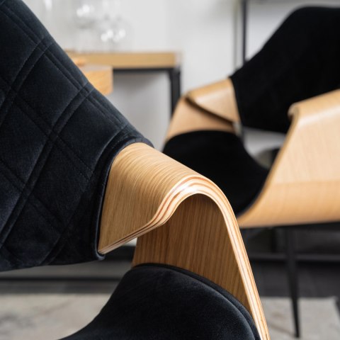 Krzesło DAKOTA Czarne/Dąb Złoty Welurowe