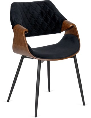 Krzesło DAKOTA Czarne/Orzech Welurowe