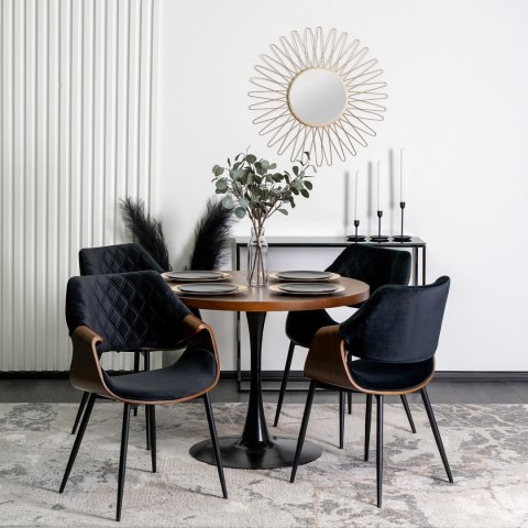 Krzesło DAKOTA Czarne/Orzech Welurowe