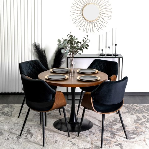 Krzesło DAKOTA Czarne/Orzech Welurowe