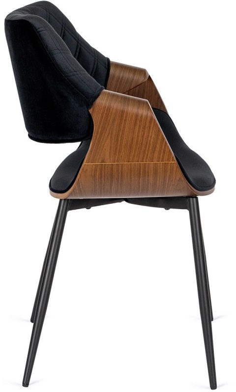 Krzesło DAKOTA Czarne/Orzech Welurowe