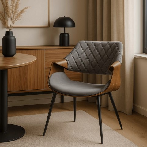 Krzesło DAKOTA Szare/Orzech Welurowe