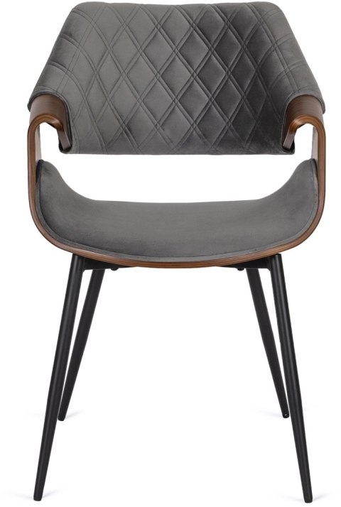 Krzesło DAKOTA Szare/Orzech Welurowe