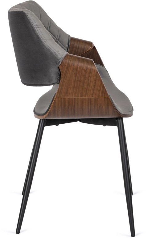 Krzesło DAKOTA Szare/Orzech Welurowe