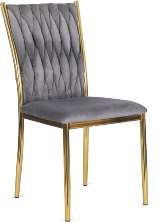 Krzesło DAN Szare Plecione Welurowe