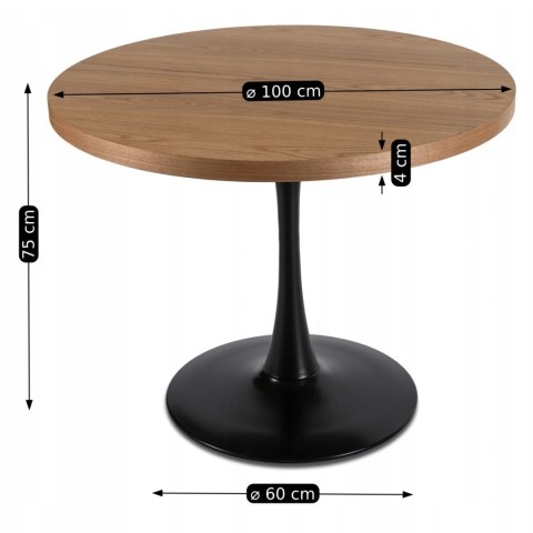 Stół LINO 100 cm Dąb Złoty/Czarny