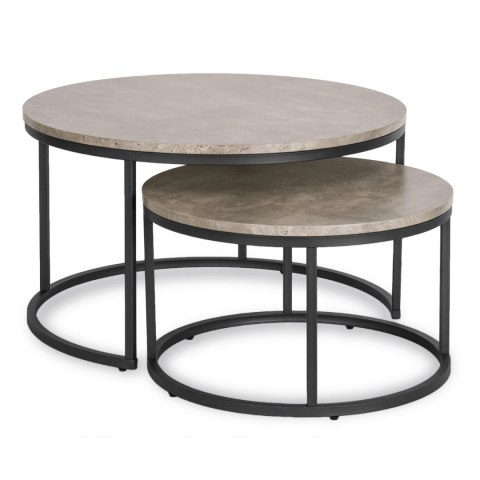 Zestaw Stolików Kawowych ROCKY MAX 60 cm/80 cm Szary Beton Nowoczesny Loft
