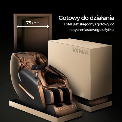 Fotel Masujący VX MAX Wypoczynkowy Relaksacyjny Brązowy Ekoskóra Nowoczesny