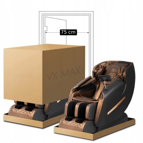 Fotel Masujący VX MAX Wypoczynkowy Relaksacyjny Brązowy Ekoskóra Nowoczesny