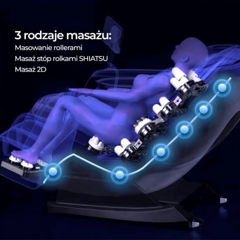 Fotel Masujący VX MAX Wypoczynkowy Relaksacyjny Czarny Ekoskóra Nowoczesny