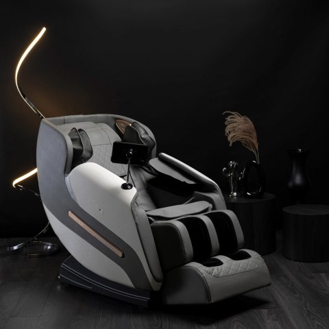 Fotel Masujący VX MAX Wypoczynkowy Relaksacyjny Szary Ekoskóra Nowoczesny