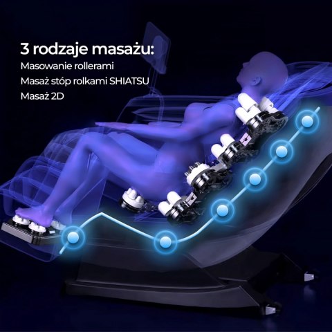 Fotel Masujący VX MAX Wypoczynkowy Relaksacyjny Szary Ekoskóra Nowoczesny