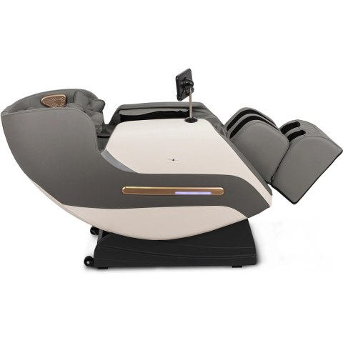 Fotel Masujący VX MAX Wypoczynkowy Relaksacyjny Szary Ekoskóra Nowoczesny