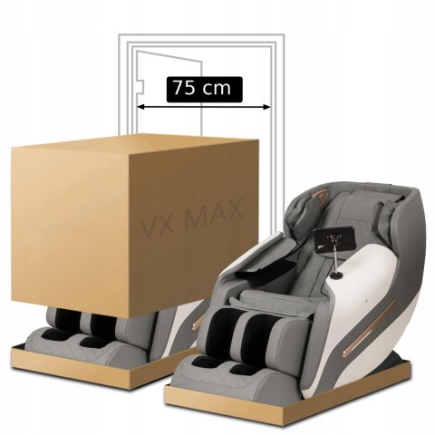 Fotel Masujący VX MAX Wypoczynkowy Relaksacyjny Szary Ekoskóra Nowoczesny