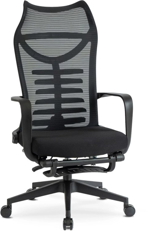 Fotel Biurowy Ergonomiczny Obrotowy z Podnóżkiem ACTON Czarny