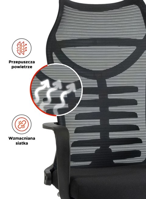 Fotel Biurowy Ergonomiczny Obrotowy z Podnóżkiem ACTON Czarny