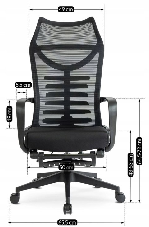 Fotel Biurowy Ergonomiczny Obrotowy z Podnóżkiem ACTON Czarny