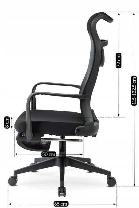 Fotel Biurowy Ergonomiczny Obrotowy z Podnóżkiem ACTON Czarny