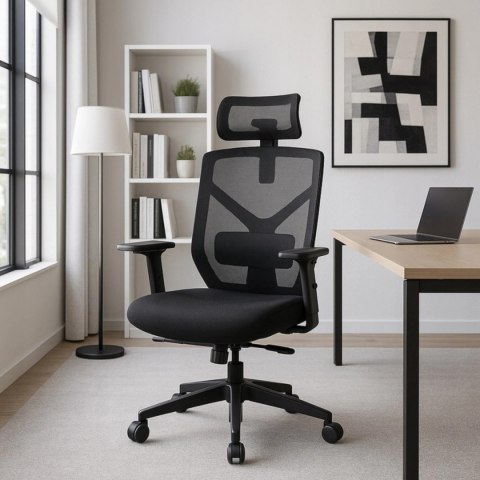 Fotel Biurowy Ergonomiczny Obrotowy BENTO Czarny Nowoczesny