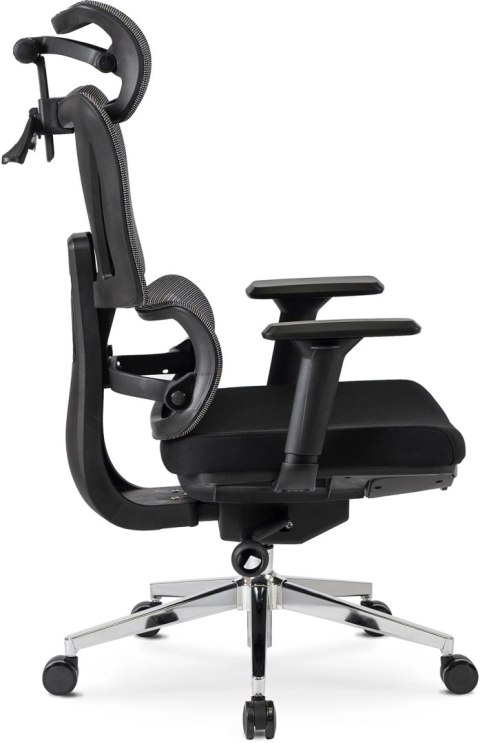 Fotel Obrotowy DELSIN Ergonomiczny Czarny Z Podnóżkiem