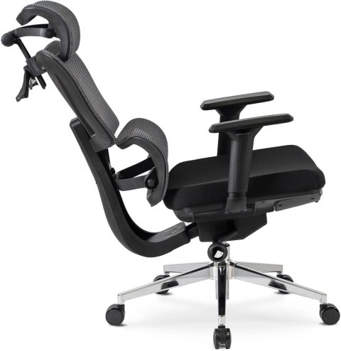 Fotel Obrotowy DELSIN Ergonomiczny Czarny Z Podnóżkiem