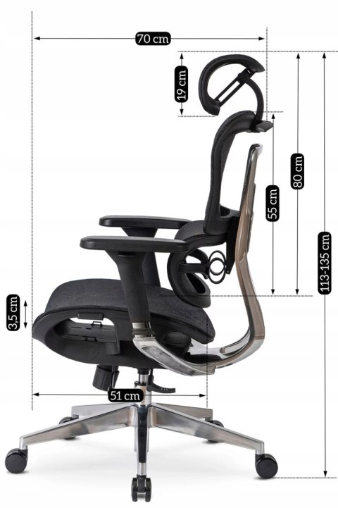 Fotel Biurowy Ergonomiczny Obrotowy NINO Czarny Nowoczesny