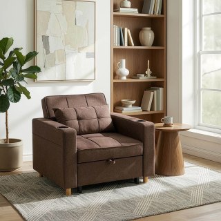 Fotel do Spania SOLOR Rozkładany Amerykanka Brązowy Nowoczesny