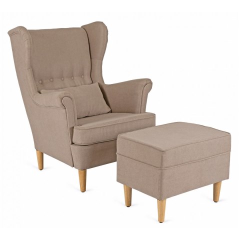 Fotel Wypoczynkowy EVAN 2 z Podnóżkiem Beżowy