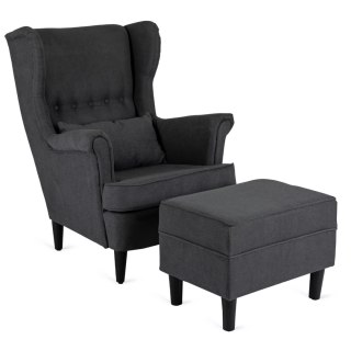 Fotel Wypoczynkowy EVAN 2 z Podnóżkiem Ciemnoszary