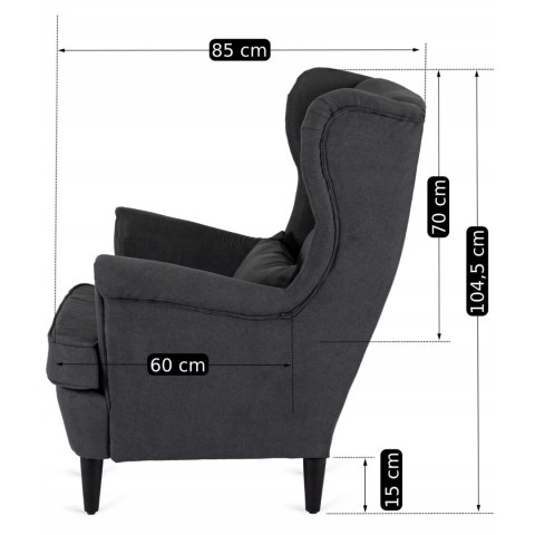 Fotel Wypoczynkowy EVAN 2 z Podnóżkiem Ciemnoszary
