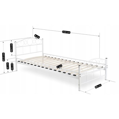 Łóżko Metalowe GRIFFIN 90x200 Białe