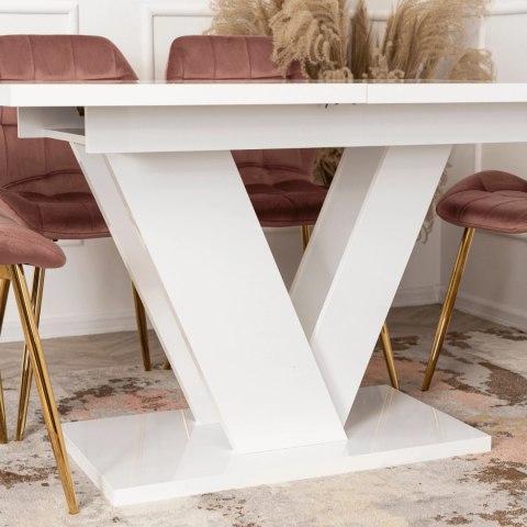 Stół CLARK Rozkładany 120-160 cm Biały Połysk