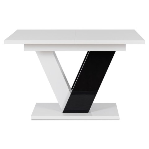 Stół CLARK Rozkładany 120-160 cm Biały/Czarny Połysk