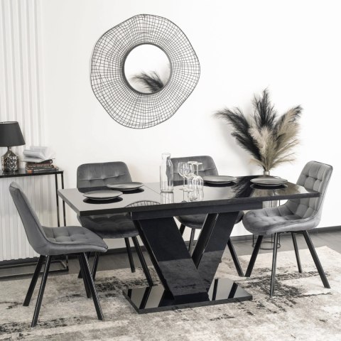 Stół CLARK Rozkładany 120-160 cm Czarny Połysk